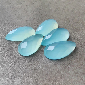 Piedra Preciosa de Calcedonia Acuática AAA+ con Corte a Cuadros, Calibrada, Forma de Pera Grande, Piedra Suelta para Joyería - Product Image 4