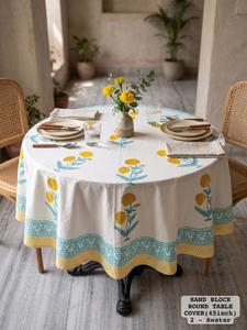 Premium Quality <b>Round</b> <b>Table</b> Cover Handmade Cotton <b>Tablecloth</b> <b>for</b> Dining Decor Kitchen and Home Use Available At Wholesale Price - Product Image 2