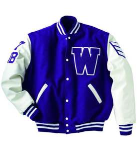 Custom Logo Wool Chenille Embroidery <b>Baseball</b> Letterman Collage <b>Baseball</b> <b>Jackets</b> <b>Men</b> Vintage Blank Leather Sleeve Varsity <b>Jacket</b> - Product Image 1