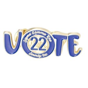 Insignia de solapa redonda con letras griegas Sigma Gamma Rho, color azul real dorado, número 22, broche de hermandad, joyería de moda para capítulo, Votación 22 - Product Image 3
