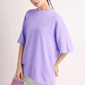 T-shirt court ample violet pour femme, coupe classique, décontracté, printemps, écologique, doux, respirant, basique, tendance - Product Image 1