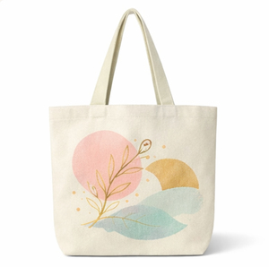 Sac fourre-tout en toile en gros avec motif floral abstrait, taille moyenne, poignée longue, pour usage quotidien, idéal pour la plage - Product Image 5