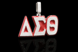 Delta Sigma Theta Pendant <b>Charm</b> <b>Silver</b> Plated Crystal Rhinestone Letter Hiphop Style Unisex Jewelry Gift - Product Image 2