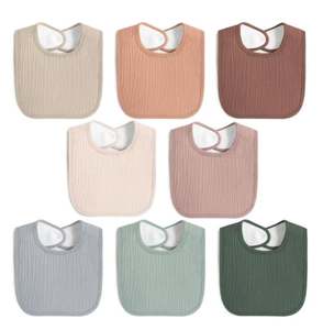 Bavoirs d'alimentation en mousseline 95% bambou 5% élasthanne - Tissu extensible, fermeture facile à pression - Product Image 1