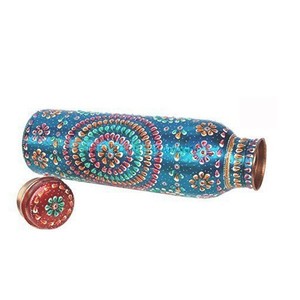 100% Pure <b>Copper</b> Water <b>Bottle</b> Bulk Sale Hammered Texture for <b>Drinking</b> Water Leak-Proof Glossy Water <b>Bottle</b> - Product Image 3