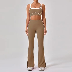 High Quality Quick Dry Workout Suits High Stretchy Gym Fitness <b>Set</b> Flared Pants 2 Pieces Sports Yoga <b>Set</b> for Woman - Product Image 6