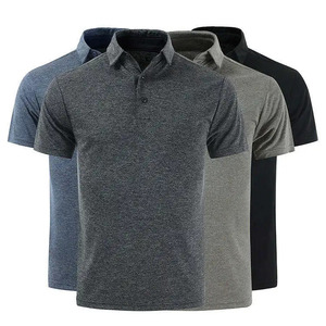 Polo à manches courtes gris uni pour homme, tissu tricoté, boutons sur le devant, style décontracté, respirant, coupe classique - Product Image 4