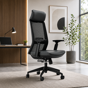 2024 Fast Selling KINSHA Modern Ergonomic Leather Steel Mesh <b>Swivel</b> Director <b>Chair</b> Adjustable Height Armrest Home <b>Office</b> <b>Chair</b> - Product Image 1