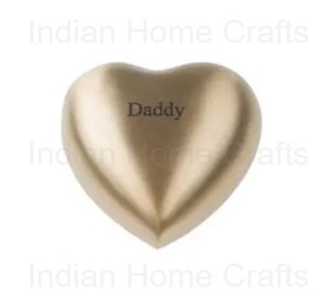 Brass European Style Heart Coffin Cremation Urn <b>Memorial</b> <b>Keepsake</b> Cinerary Personalized Engraved Portable - Indian Home Crafts - Product Image 4