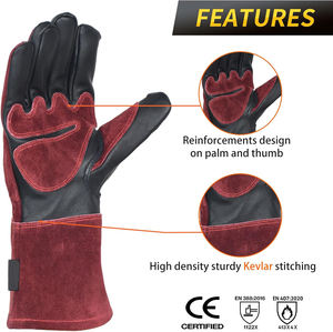 Guantes de soldador de alta calidad para protección de manos, de cuero vacuno, para soldadura TIG y uso general, servicio OEM. - Product Image 3