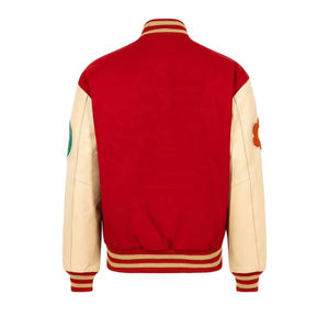 Veste universitaire personnalisée de qualité supérieure pour hommes, corps en laine rouge avec manches en cuir véritable, veste bomber Letterman - Product Image 4