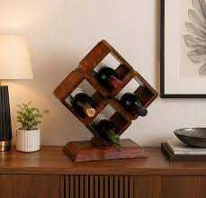 ชั้นวางไวน์ไม้ทรงสามเหลี่ยมทันสมัยสำหรับวางบนเคาน์เตอร์บาร์ที่บ้าน - Product Image 2