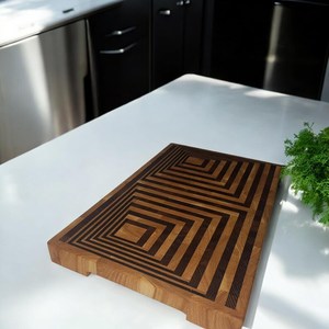 Tabla de Cortar de Bambú Hecha a Mano, Diseño Geométrico, Ecológica, Tabla de Picar para Cocina, Tabla de Preparación de Alimentos de Madera Natural, Venta al Por Mayor - Product Image 3