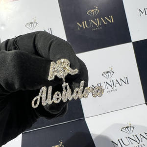 Pendentifs et breloques en Moissanite VVS, testés au testeur de diamants, pendentif prénom personnalisé en argent 925, style Hip Hop, lettres serties de diamants VVS - Product Image 3