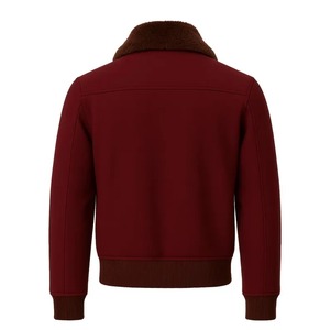 Chaqueta de Lana para Hombre Color Granate con Cuello Camisero y Cierre de Cremallera - Product Image 5