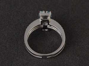 แหวนอะความารีนธรรมชาติ แหวนพลอยสีน้ำเงิน แหวนหมั้น แหวนประจำเดือนมีนาคม เครื่องประดับออกแบบตามสั่ง - Product Image 3