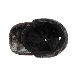 Brown Leather <b>Winter</b> <b>Hat</b> with Faux Fur Lining for <b>Men</b> Outdoor Casual Cap 56-58CM - Product Image 4