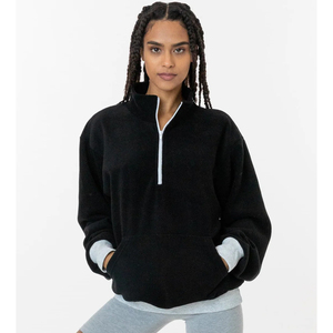 Sweat-shirt à demi-zip en polaire pour homme, de bonne qualité, avec broderie personnalisée, fermeture éclair, coton et polyester, manches longues, avec capuche. - Product Image 4