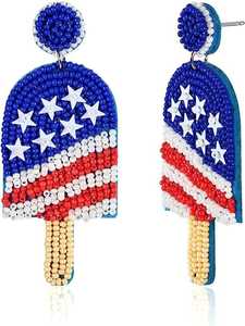 Pendientes de flores multicolor, elegantes y modernos, hechos a mano con cuentas bordadas, para mujeres, de la India. - Product Image 2
