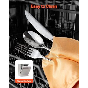 Juego de Cubiertos de Acero Inoxidable de Grado Alimenticio con Acabado Espejo de 45 Piezas, Aptos para Lavavajillas, Utensilios de Comedor Plateados para Mesa - Product Image 5