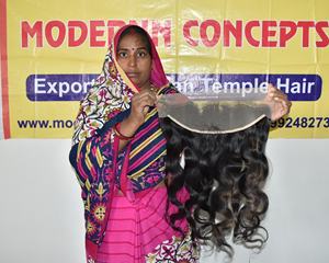 Cabello crudo barato Ninguno Enredo Natural Transparente 13*4 Frontal Bodywave Color negro Cabello humano brasileño sin procesar - Product Image 2