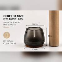 Embouts de pieds de meubles en PVC de 30 mm, noirs, ronds, protège-pieds de chaise pour sols en bois dur