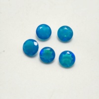 Opale bleue naturelle ronde taille brillant, facettée, pierre précieuse en vrac pour la fabrication de bijoux