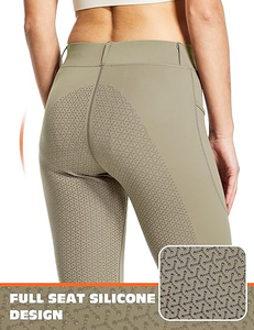 Leggings ecuestres de cintura alta y corte boot-cut para mujer, pantalones de equitación de asiento completo con bolsillos, 100% poliéster, cierre de cremallera para deportes - Product Image 5