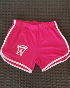 Shorts de alta calidad de poli spandex con cintura azul, tiras laterales y logotipo personalizado para mujer. - Product Image 3