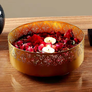 Rustic Vintage Metal <b>Candle</b> Bowl With Antique Finish For Living Room Decor And <b>Candle</b> Holder Use - Product Image 1