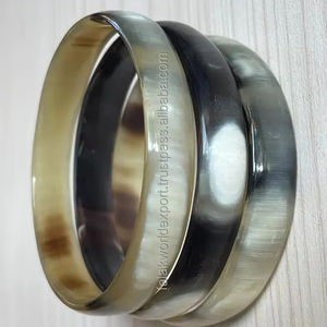 กำไลข้อมือกว้างธรรมชาติ unisex เขาควายสีดำสีน้ำตาลทองแดงสีเหลืองทองเพชรของที่ระลึกงานแต่งงาน - Product Image 1