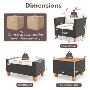 Set di Mobili da Giardino in 5 Pezzi con Divanetto e Poltrone per Valorizzare il Tuo Veranda o Giardino - Product Image 5