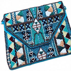 Bolso de Mano de Lona Hecho a Mano Estilo Boho para Mujer, con Patrón Geométrico, Correa Cruzada con Cadenas, Gran Capacidad para Uso Diario y Nocturno - Product Image 1