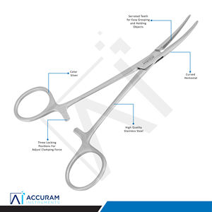 คีมหนีบหลอดเลือด Accuram Crile แบบโค้ง 160 มม. สำหรับผ่าตัด ทำจากสแตนเลส พร้อมระบบล็อค ใช้สำหรับหนีบหลอดเลือดแดง  เครื่องมือผ่าตัดชนิดใช้มือ ได้รับมาตรฐาน CE - Product Image 4