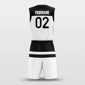 Uniformes de basket-ball sublimés personnalisés, sans manches, col en V, 100% polyester, respirant, unisexe, vêtements d'équipe pour adultes, blanc, noir, 02 - Product Image 3