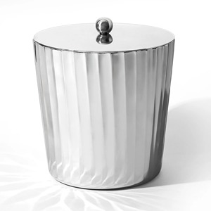 Cubo de Hielo Moderno de Acero Inoxidable con Tapa, Diseño a Rayas, Resistente al Óxido, Enfriador de Vino Redondo - Product Image 1
