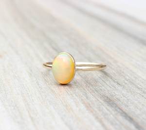 Ethiopian Opal Ring 925 Sterling Silver 14k Gold Plated Oval <b>Stacking</b> Ring Minimalist Women Jewelry Wholesale Supplier - Product Image 5