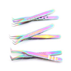 Pince à épiler d'extension de cils arc-en-ciel avec logo personnalisé de la meilleure qualité - Product Image 1