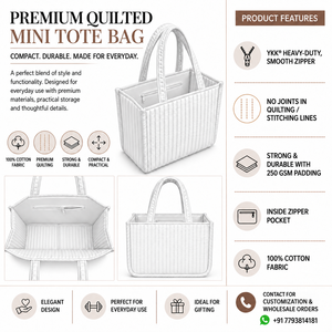 Cotton Floral <b>Tote</b> Bag Women's Summer Autumn Zipper Quilted Shoulder Bag Mini Size Washable Spacious Handbag Customized Color - Product Image 2