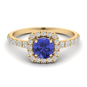 Bague de Fiançailles en Diamant pour Femme, Or Jaune Massif 14K, Tanzanite, Bijoux Fins de Mariage, Prix d'Usine REYES, Vente en Gros - Product Image 1