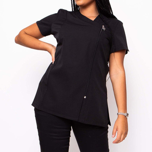 Túnica de poliéster de alta calidad con cremallera frontal para salón de belleza, spa, hospital, uniforme clásico para mujer. - Product Image 2