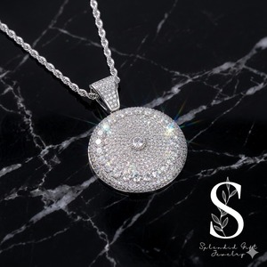 Hiphop Custom Moissanite Pendant with <b>Chain</b> Brass <b>Iced</b> <b>Out</b> Big Round Charm Bling Fashion Necklaces - Product Image 1