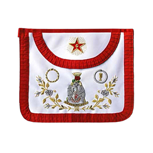 Delantal Masónico con Ribete Rojo, Estrella Dorada Bordada, Regalia Ceremonial de Seda con Correa Ajustable - Product Image 5