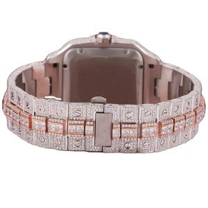 Luxury Women's Diamond <b>Watch</b> Rectangle <b>Case</b> Stainless Steel Band Roman Numeral Analog Quartz Movement Butterfly Clasp - Product Image 2