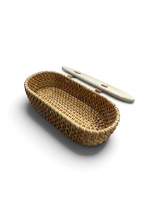 Cesta de Almacenamiento de Mimbre Tejida a Mano con Tapa y Asas, Organizador Ovalado de Mimbre para Cocina, Almacenamiento Natural para el Hogar, 22x10x6cm - Product Image 5
