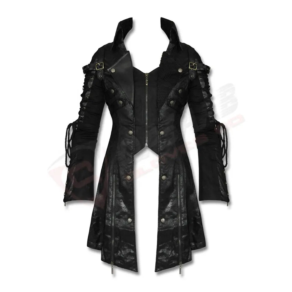 Slim-Fit moda traspirante-designer indipendenti Halloween-giacche con cappuccio retrò cappotti in pelle nera Trench gotico