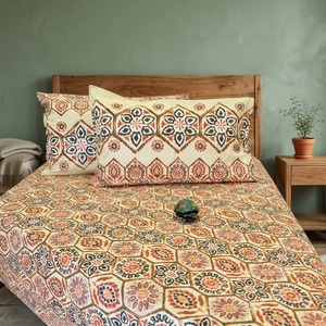 Juego de Ropa de Cama de Algodón con Estampado Indio |   Sábanas y Fundas de Almohada Premium - Product Image 2