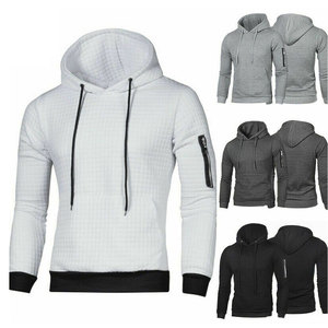 Men's Hooded Sweatshirt Solid <b>Black</b> Knitted Long Sleeve Slim Fit Casual Autumn Wear Zipper Pocket Design 2027 - Product Image 6