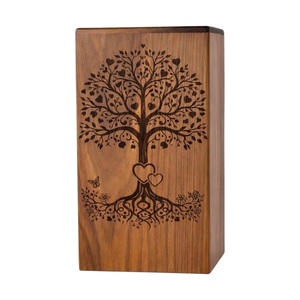 Urna Funeraria Artesanal de Madera de Palisandro con Árbol de la Vida, Grabada, Recuerdo Conmemorativo para Cenizas Humanas, Tamaño Mediano 9x5.5, Caja para Urna - Product Image 1