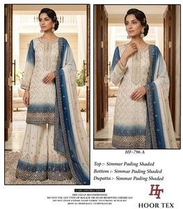 Salwar Kameez en soie rouge ombré de qualité supérieure avec dupatta brodée, costume pakistanais de créateur pour femmes, tailles XL et XXL, idéal pour les mariages. - Product Image 5